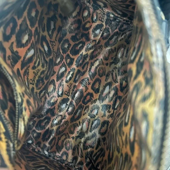 Patricia Field X Barbie Black/Gold Satchel Purse Faux Crocodile - Picture 2 of 5